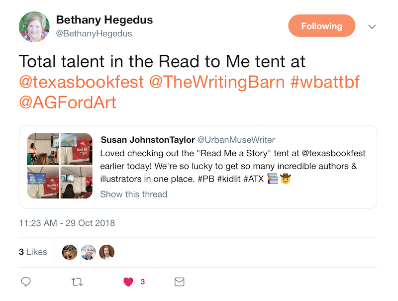 bethany hegedus texas book festival author event read me a story 2018 texas book festival austin texas