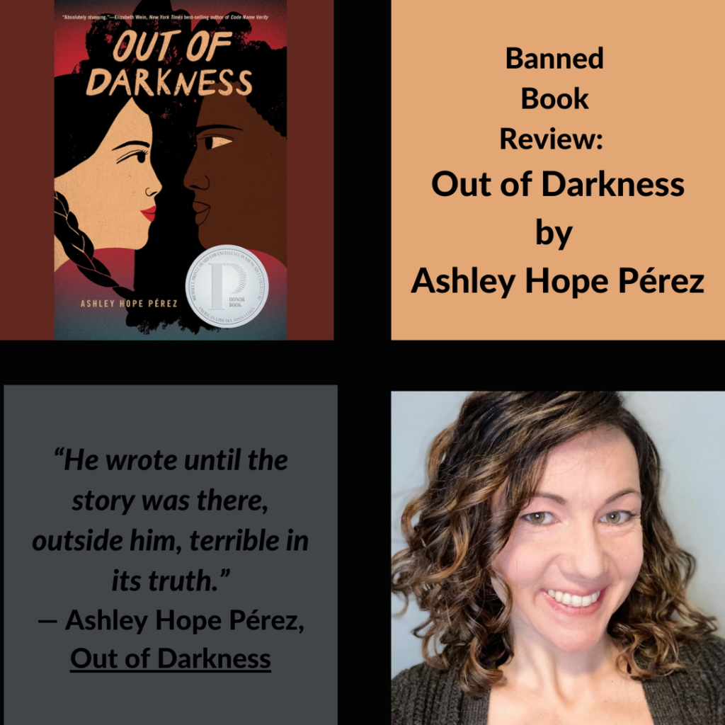 Out of Darkness book cover with photo of author Ashley Hope Perez. 